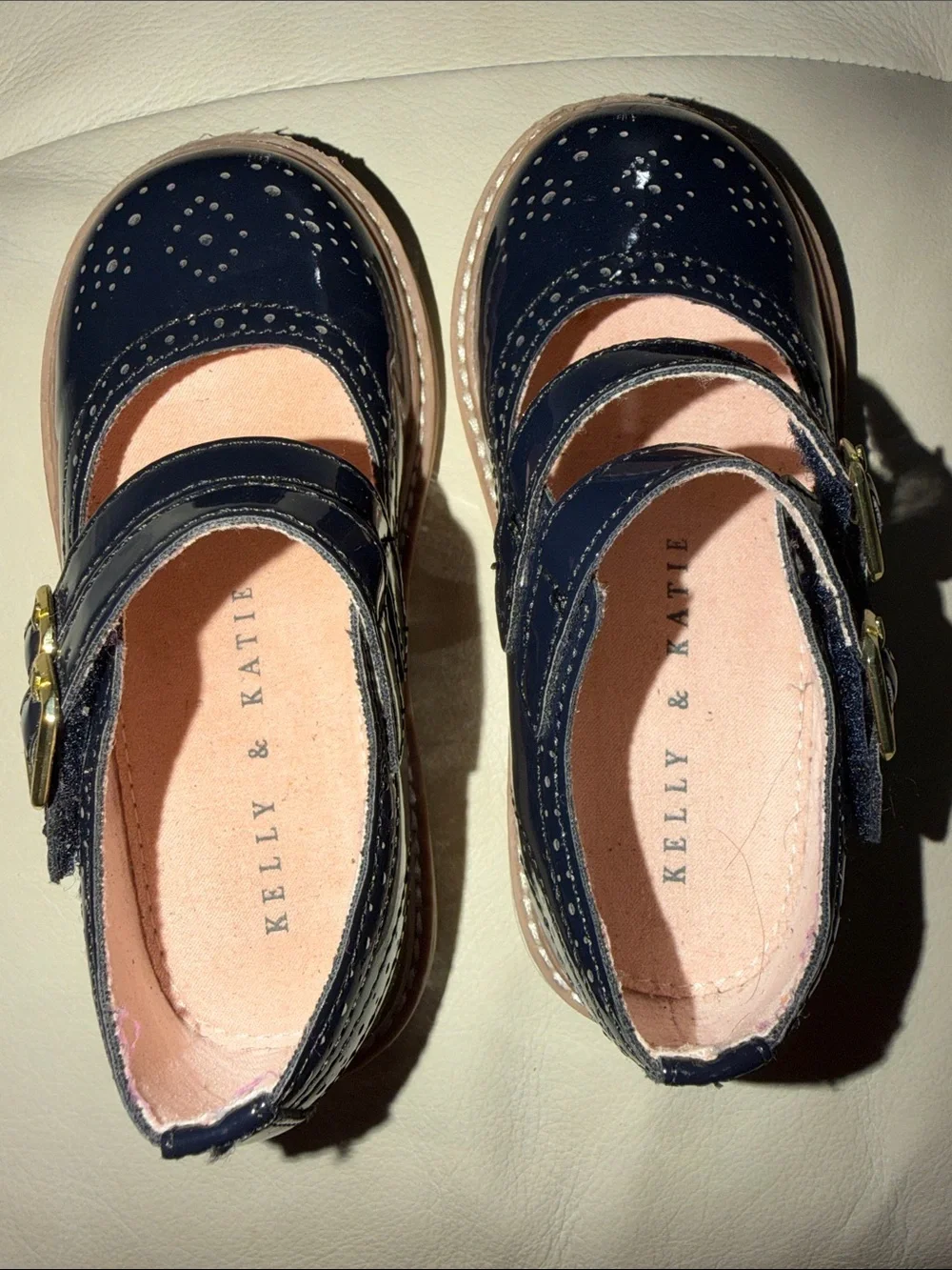 Kelly & Katie Navy Patent Double-Strap Mary Jane Shoes